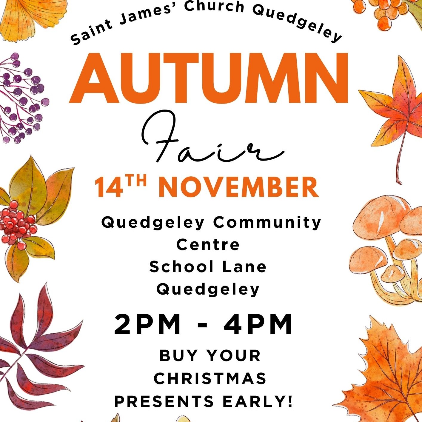 Autumn Fair Saturday 14th November 2pm-4.00pm